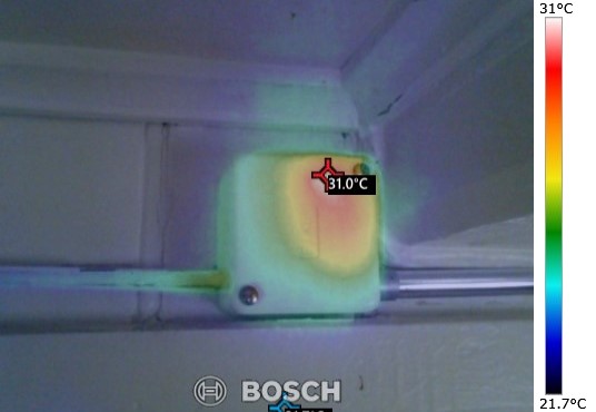 Erwärmte Aufputzdose, Thermografie