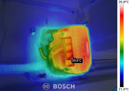 Dimmer im angeschlossenen Zustand, Oberseite, Thermografie