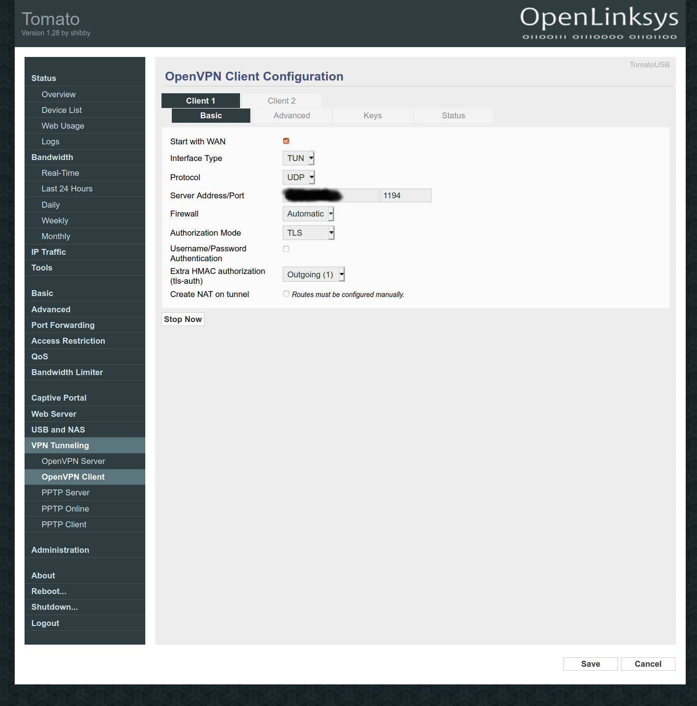 Screenshot Tomato-Router