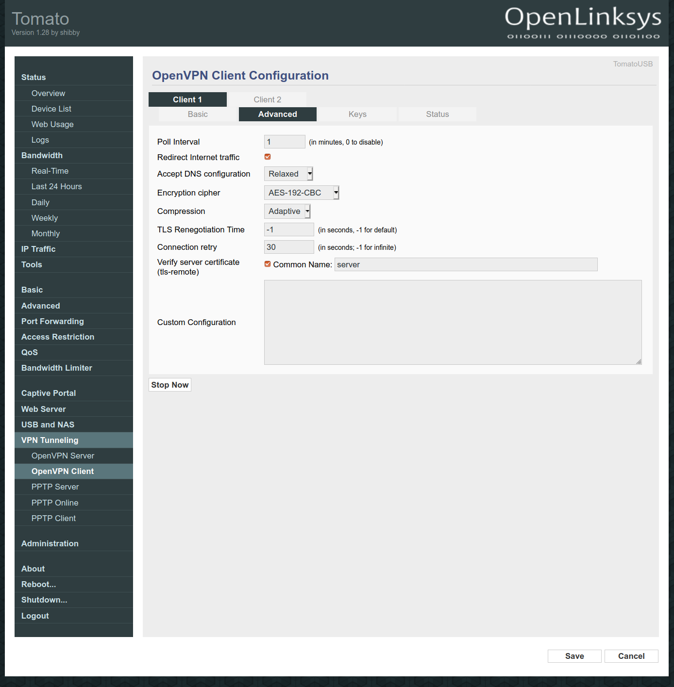 Screenshot Tomato-Router